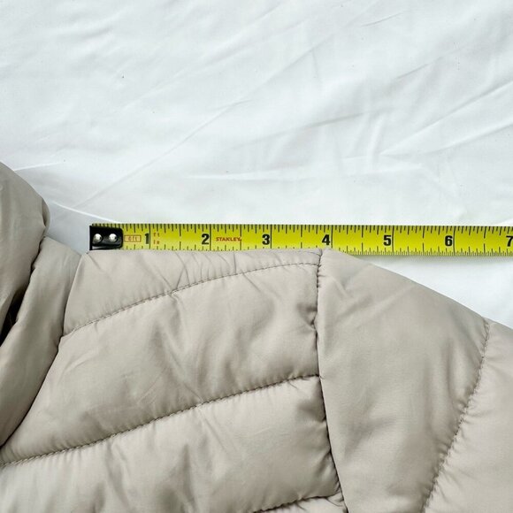 Zara Puffer Jacket women Size Small Removable Hood Beige Light Weight - Picture 6 of 16